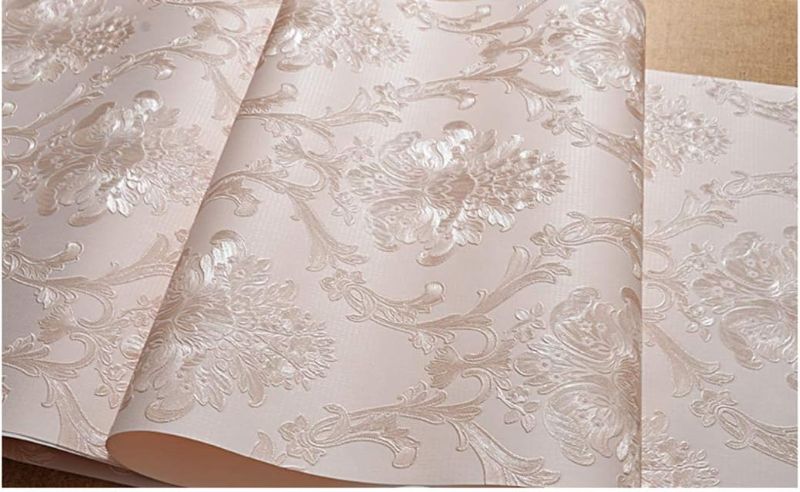 Photo 1 of TAOGIFT Victorian Damask Embossed Wallpaper Peel and Stick Wall Paper Mural for Bedroom Bathroom Living Room Homd71bB8gNrrmae Decoration (53cmx3m, Light Pink)