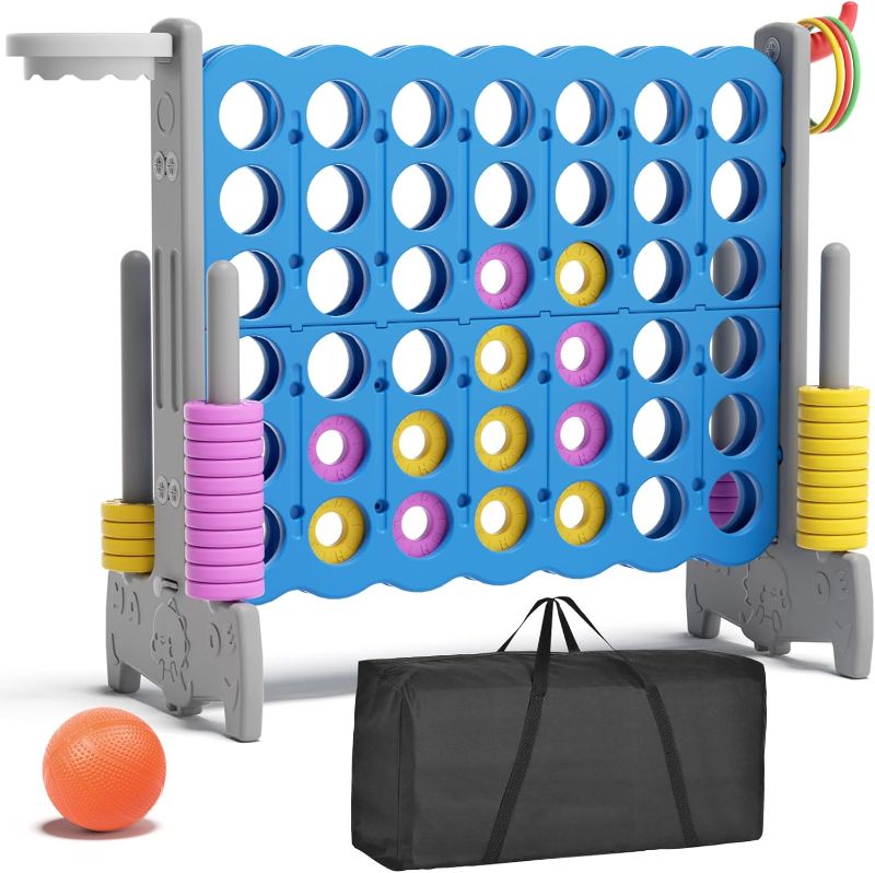 Photo 1 of 
Click image to open expanded view
YUFU Giant 4 in a Row Connect Game, Jumbo 4-to-Score Game Set with Basketball Hoop and Ball, Ring Toss, Indoor & Outdoor Family Party Game for Kids & Adults