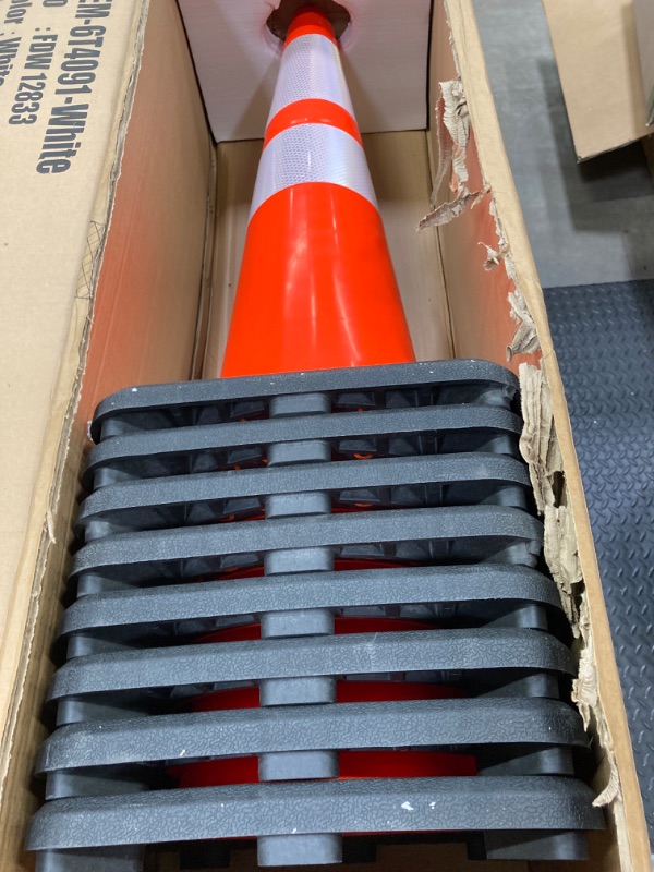 Photo 2 of (8 Cones) BESEA 28” inch Orange PVC Traffic Cones, Black Base Construction Road Parking Cone Structurally Stable Wearproof (28" Height) 01_28"(8 Cones)