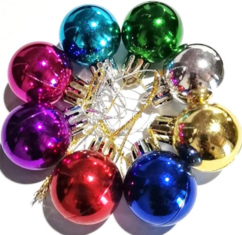 Photo 1 of 1.2 Inches Colored Christmas Balls Decoration Living Room Garden Ornaments Mini Glitter Ball Door Wall Xmas Tree Decor Supplies 24 Pack Set of 8