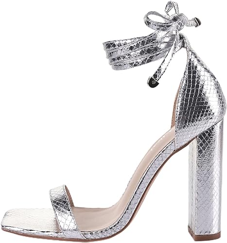 Photo 1 of Women's High Heels Chunky Heels Sandals for Women Comfy Open Toe Strappy Rhinestone Heeled Sandals White Silver Gold Black Ankle Clear Heels for Party Wedding