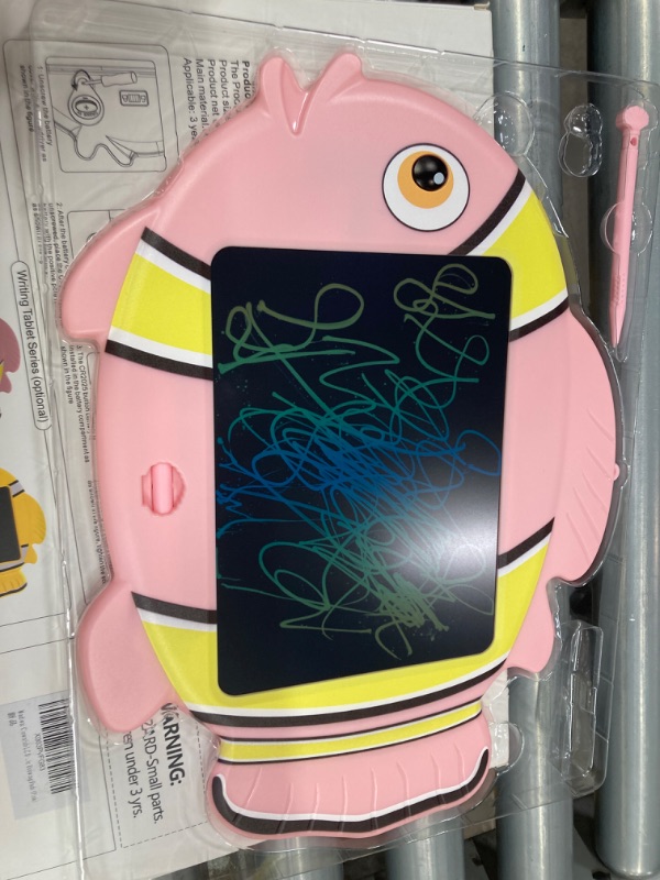 Photo 2 of 2 of Macdiwai Clown Fish LCD Writing Tablet 9Inch Colorful Toddler Doodle Board Drawing Tablet Educational and Learning Toy for 3 4 5 6 7 8 9 Years Old Boy and Girls Electronic Drawing Pads Birthday Gift Pink