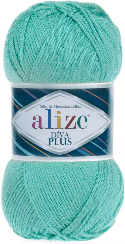 Photo 1 of Alize Diva Plus Yarn, Silky and Mercerized Effect 100% Microfiber Acrylic, 100 Grams Crochet Yarn for Blanket, Amigurumi and All Craft, Turkish Yarn for Beginner (15-Turquoise)
