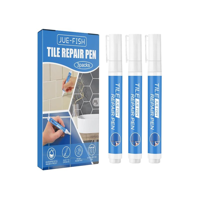 Photo 1 of 4 Packs of Grout Repair Sealer Paint Pen, Waterproof Caulking Grout Paint Pen, White Tile Grout Paint Pens, Narrow 2-5mm, for Floor, Kitchen & Bathroom Shower...
