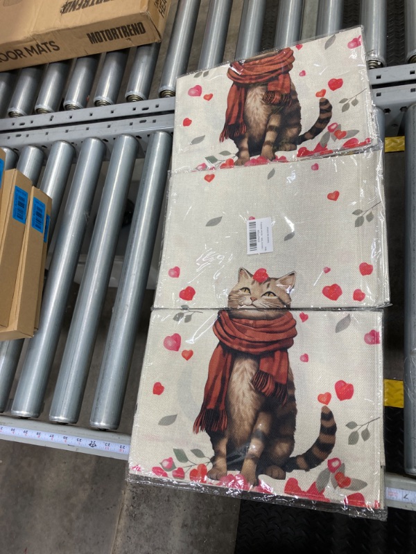 Photo 3 of 3 Packs of Valentine Table Runner 13 x 72 Inch Soft Linen Cat Table Runner for Family Dining Table Decoration Kitchen Wedding Valentine's Table Runner, Kitty Cat Welcome Table Runner Red Roses and Hearts Valentine Table Runner 13x72