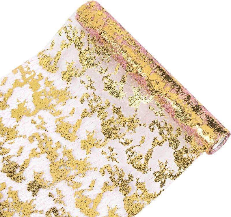 Photo 1 of 4 Packs of Gold Table Runners, Glitter Gold Table Runner, Glitter Metallic Foil Thin Mesh Table Runner Roll, 11 Inch x 16 Feet Table Decorations for DIY, Holiday, Wedding, Banquet, Birthday, Party
