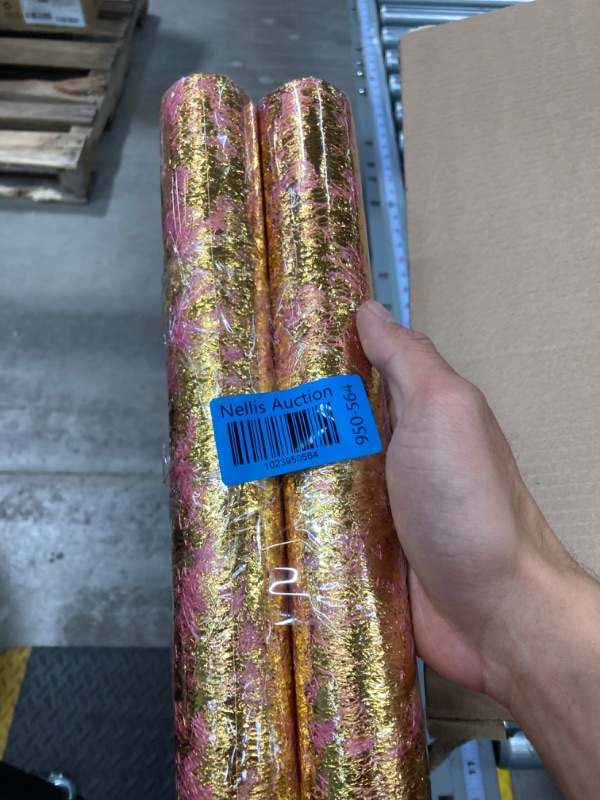 Photo 2 of 2 Packs of Gold Table Runners, Glitter Gold Table Runner, Glitter Metallic Foil Thin Mesh Table Runner Roll, 11 Inch x 16 Feet Table Decorations for DIY, Holiday, Wedding, Banquet, Birthday, Party
