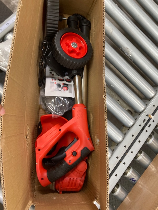 Photo 1 of Eater Battery Powered, 21v Battery Powered Weed Eater, 3-in-1 Grass Trimmer/Wheel Edger, 4.0 Ah Battery for Garden,Yard,Lawn Cutting(Red) by SHINTYOOL