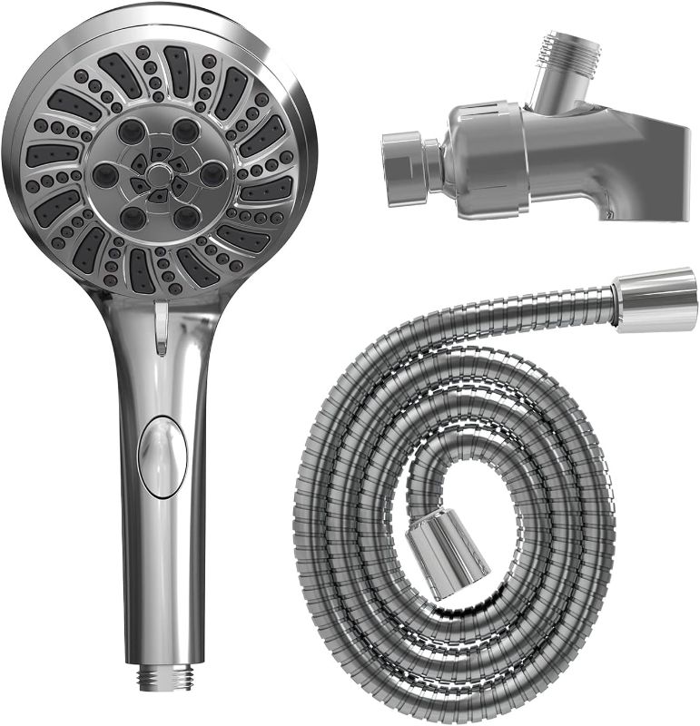 Photo 1 of LEDMyplace Handheld Shower 6-Settings, Flow Regulator with Push Button, Soft Self-Cleaning Nozzles Hand Shower - 4.44" Dia. Face Plate, Chrome Plated