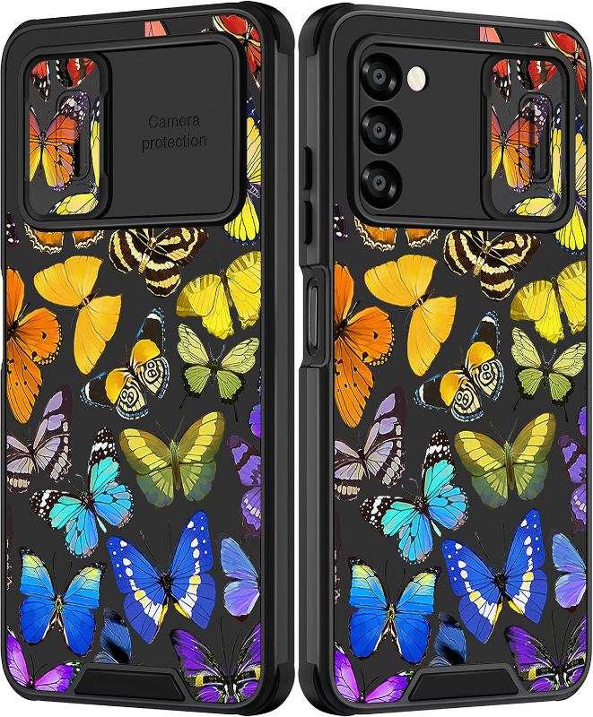 Photo 1 of **((2Pk Bundle)) Goocrux for Samsung Galaxy A03S Case Butterfly Women Girls Girly Cute Pretty Phone Cover Colorful Butterflies Animal Design Aesthetic with Slide Camera Cover Fashion Cases for Galaxy A03S 5G 6.5''
