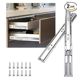 Photo 1 of 12 inch Drawer Slides 1 Pairs (2pcs) Soft Self Close Full Extension Ball Bearing Drawer Slides 3 fold Full Stretch Side Mount Drawer Slides 100 LB Capacity Drawer Slide 12" Silver
