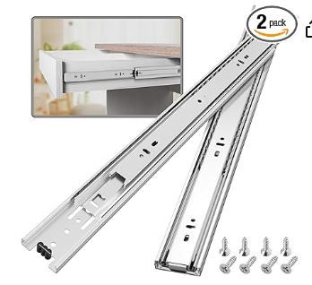 Photo 1 of 1 Pair Full Extension Ball Bearing Drawer Slides 10 Inch 100 LB Load Capacity Side Mount File Cabinet Rails Dresser Metal Runner Trash Can Kitchen Slider Glide Silver
