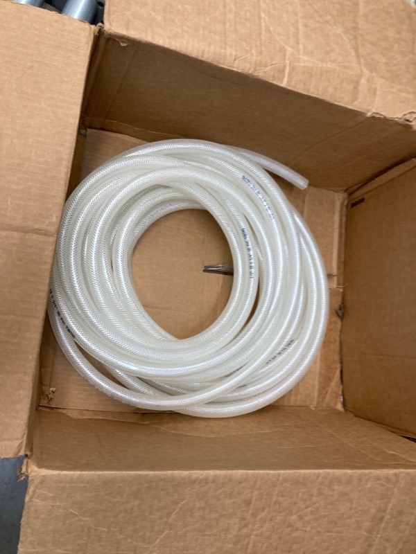 Photo 2 of 1/2" ID x 3/4" OD - 25 Ft High Pressure Braided Clear PVC Vinyl Tubing Flexible Vinyl Tube, Heavy Duty Reinforced Vinyl Hose Tubing, BPA Free and Non Toxic