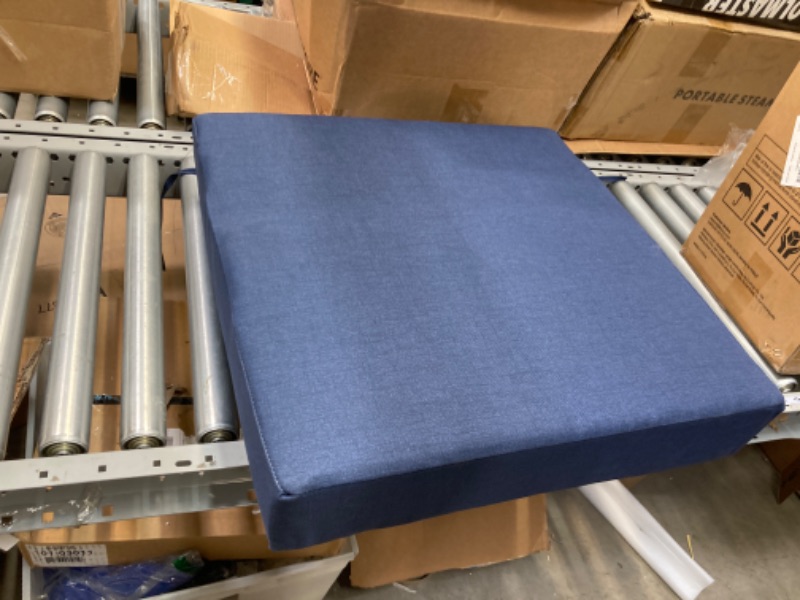 Photo 2 of 24 in. x 24 in. Outdoor Lounge Chair Cushion in Sapphire Blue Leala