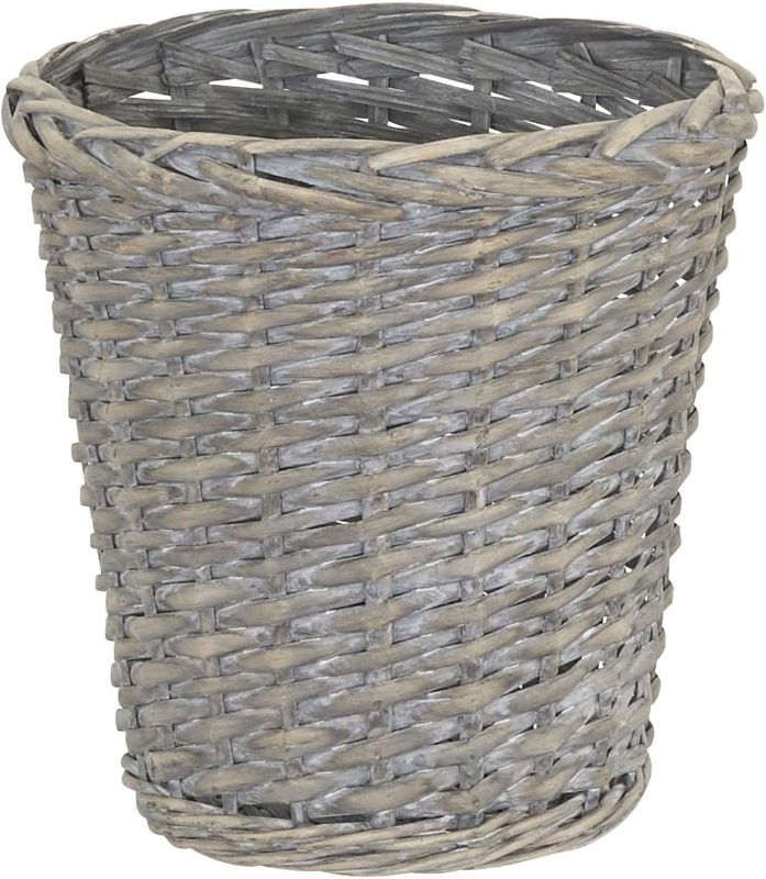 Photo 1 of Household Essentials Small Wicker Waste Basket | Gray Wash, Grey