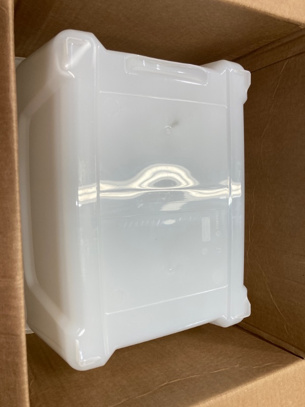 View 2 of IRIS USA 32 Qt Stackable Plastic Storage Bins with Lids, 4 Pack - BPA-Free, Made in USA - Discreet Organizing Solution, Latches, Durable Nestable Containers, Secure Pull Handle - Pearl Pearl 32 Qt. - 4 Pack