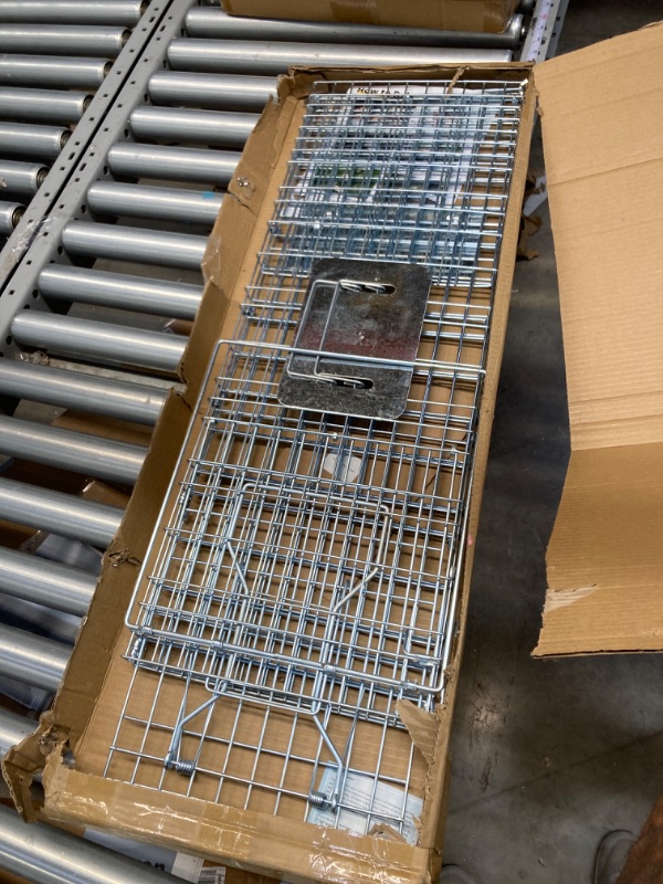 Photo 1 of Animal Traps,Live Animal Trap for Cats,Rabbits, Squirrels,cat Trap for Stray Cats, Live Traps for Raccoons, Stainless Steel Foldable with Pedal Triggers (32 x 11 x 12.6 inches)