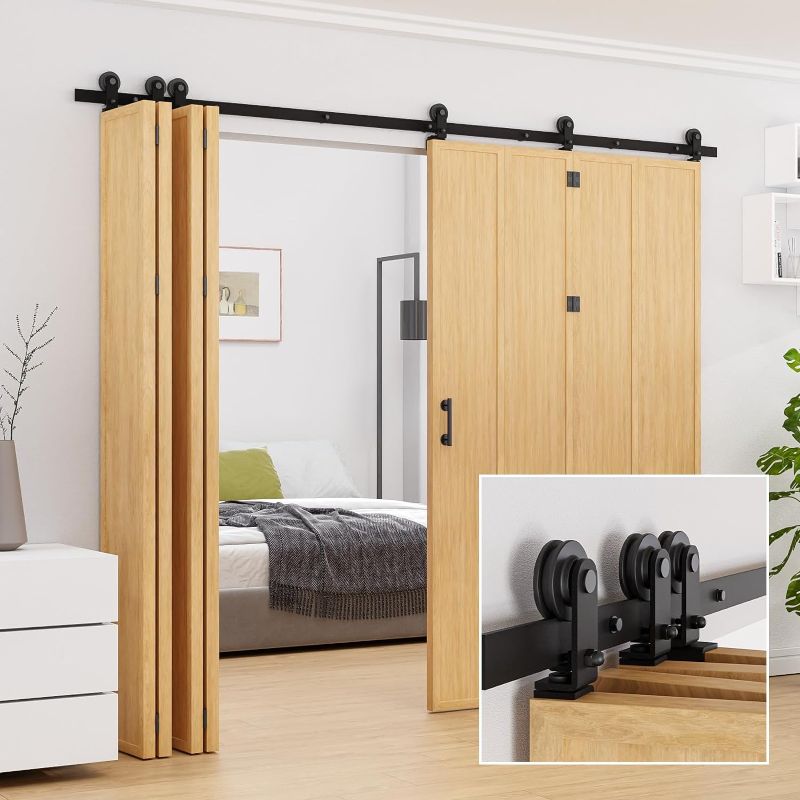 Photo 1 of 144" Bi-Folding Barn Door Hardware Track Kit Suitable for 8 Door Panels,New Accordion Style,Sturdy&Smoothly,Easy Install(Door Not Included)