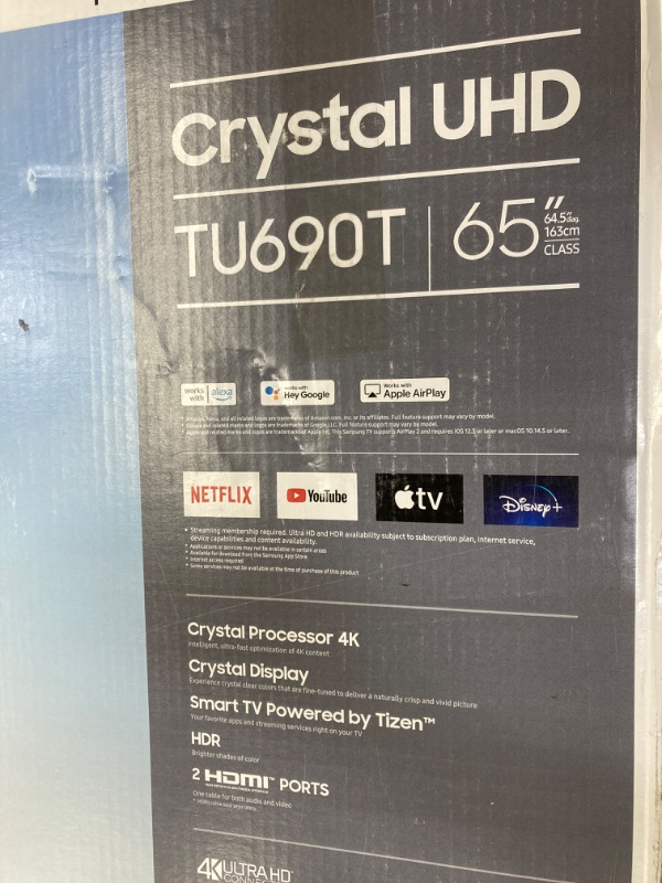 Photo 1 of ***SEE NOTES***SAMSUNG 65-Inch Class Crystal UHD 4K DU7200 Series HDR Smart TV 