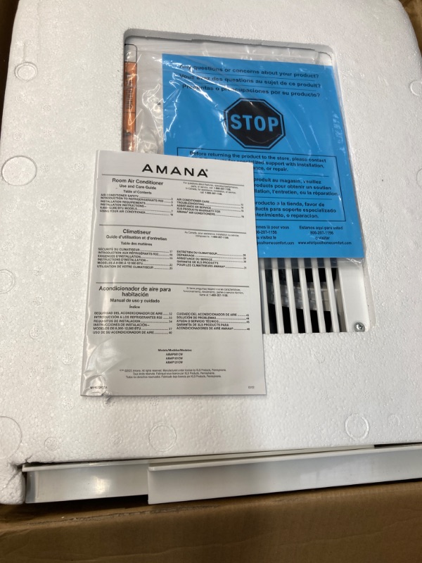 Photo 2 of ***DOES NOT FUNCTION PROPERLY, SEE NOTES*** Amana 8,000 BTU Window Air Conditioner with Dehumidifier, 115V, Window AC for Rooms up to 350 Sq. Ft., Bedrooms, Bathrooms, and Nurseries with Remote Control, Digital Display, Timer, 3 Cooling Speeds
