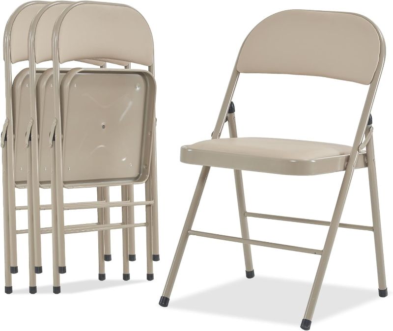 Photo 1 of 4 Pack Black Folding Chairs with Padded - Grey/Gold