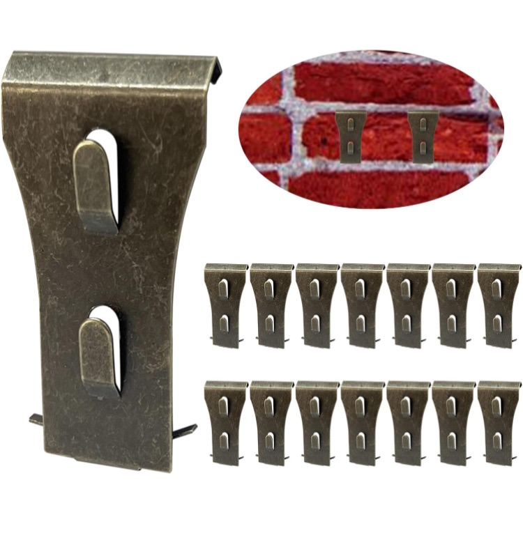 Photo 1 of 15 Pcs Brick Hook Clips, Outdoor Steel Brick Hangers Wall Clips for Hanging Hanger Fits Standard Size Bricks 2.25 to 2.5 Inch in Height Heavy Duty Brick Wall Hooks No Drill and Nails