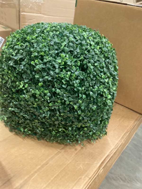 Photo 2 of 2Pcs 19'' Artificial Plant Boxwood Topiary Ball, Faux Boxwood Topiary Ball, All-Year Greenery Faux Balls Plant Decorative Balls for Outdoor,Indoor,Garden,Backyard,Wedding 19 inch