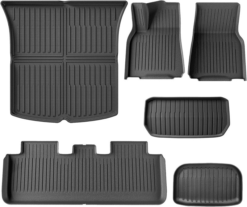 Photo 1 of SUPER LINER Floor Mats for Tesla Model 3, 5-Seat 2021-2023 Custom Fit All Weather TPE Cargo Liner Cargo 