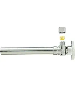 Photo 1 of 1/2 in. Sweat Inlet x 3/8 in. Comp Outlet Multi-Turn Angle Valve with 5 in. Extension Tube & Bell Flange