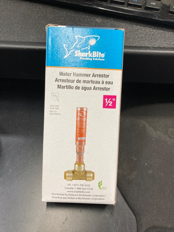 Photo 2 of SharkBite 1/2 Inch Residential Water Hammer Arrestor, Push to Connect Brass Plumbing Fittings, PEX Pipe, Copper, CPVC, PE-RT, HDPE, 22630LF 1/2 in. Residential Copper
