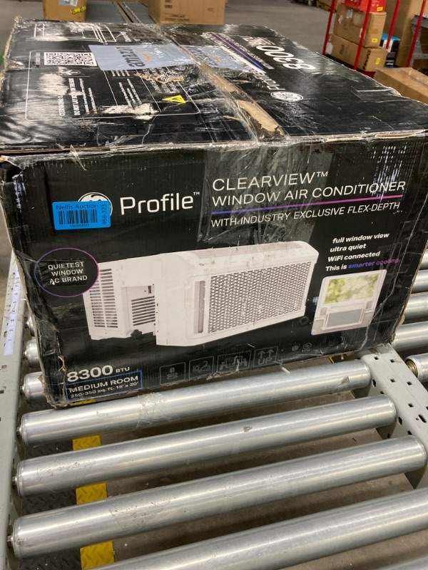 Photo 1 of GE Profile ClearView Window Air Conditioner Unit, 8,300 BTU, U-Shaped Adjustable Depth, Energy Efficient Cooling up to 350 sq ft., Ultra Quiet, SMART Home Capable, Includes Remote, White 8300 BTU Non-Inverter White