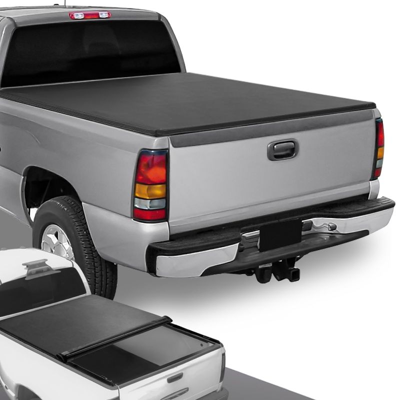 Photo 1 of  Soft Vinyl Roll-Up Tonneau Cover Compatible with 1999-2006 Silverado Sierra 1500 2500 3500 & HD Models 6.5Ft Fleetside Bed, Black