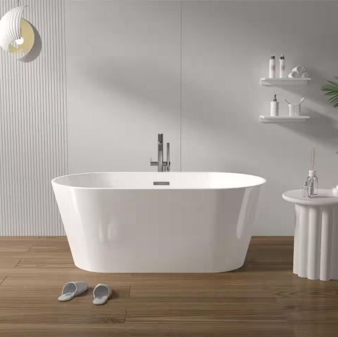 Photo 1 of Abruzzo
59 in. x 31.1 in. Acrylic Freestanding Contemporary Soaking Bathtub with Overflow and Drain in Gloss White