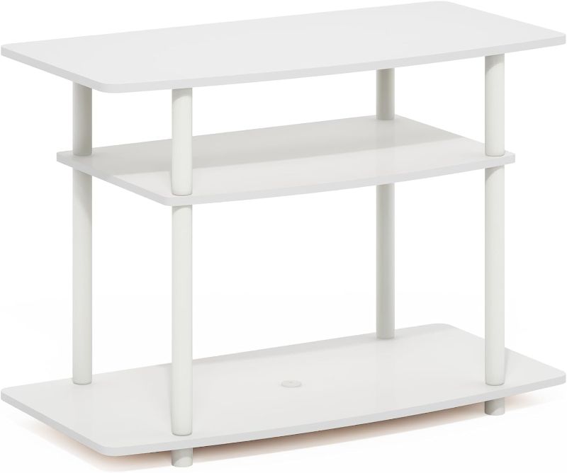 Photo 1 of Furinno Turn-N-Tube Entertainment TV Stand, 32-Inch Plastic Poles, White/White