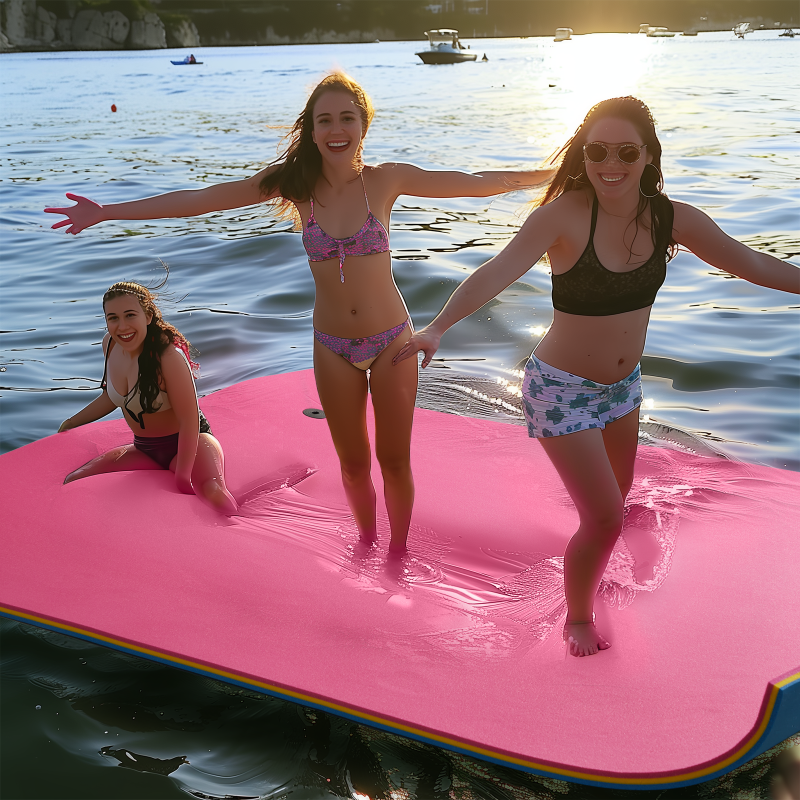 Photo 1 of *****THERE ARE MANY SCRATCHES ON IT****Myfurnideal Floating Water Mat, 9x6ft Lily Pad for Water Recreation and Relaxing, 3-Layer Tear-Resistant XPE Foam Floating Pad for Beach,Lake,Pool