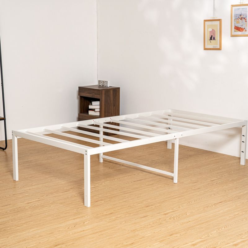 Photo 1 of Lusimo 18 Inch Twin Metal Bed Frame with Under Bed Storage Heavy Duty Platform Bed Base Steel Slat Support Anti-Slip Easy Assembly, White