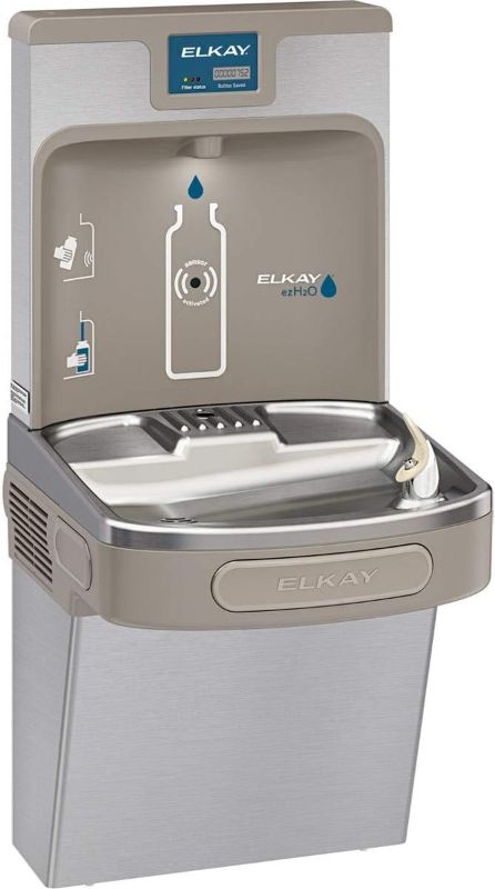 Photo 1 of Elkay LZS8WSSP Enhanced ezH2O Bottle Filling Station & ADA Cooler Refrigerated Stainless High Capacity Lead Reduction Quick Filter Change, Single, Stainless Steel