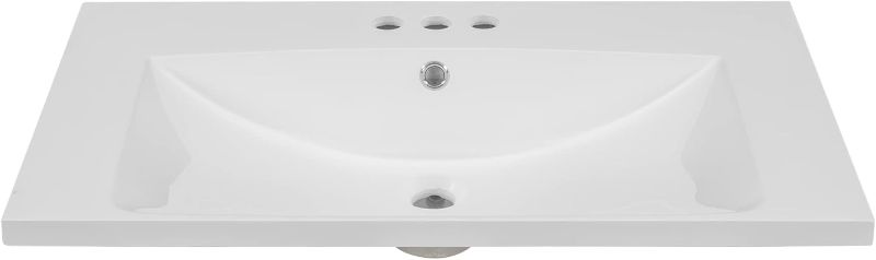 Photo 1 of 36" Ceramic Bathroom Vanity Sink Top, Modern White Vanity Top for cabinet with Triple Faucet Holes