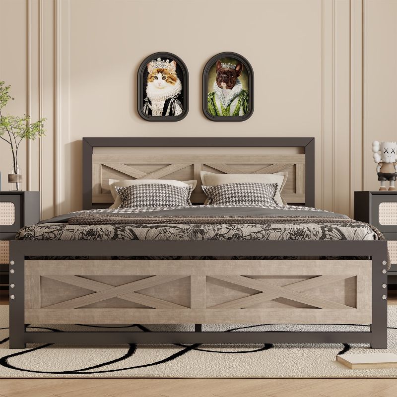 Photo 1 of Behost Platform Bed Frame with Headboard, Queen Size Bed