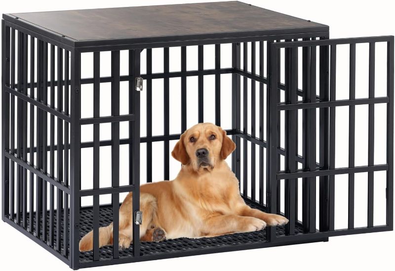 Photo 1 of 2024 New Dog Crate Furniture, Compact 27.2" Small Dog Dual-Entry Kennel Meets Elegant End Table, Effortless Maintenance, Chew-Resistant, Easy Mobility for Cozy Spaces, Rustic Gray