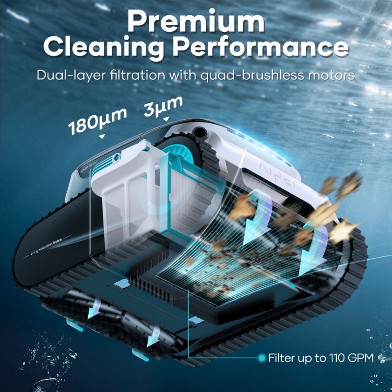 Photo 1 of Aiper Scuba N1 Pro Cordless Pool Robot Vaacuum Cleaner with App Control 110GPM Strong Suction Power Wall-climing Waterline Floor Deep Cleaning for Inground Pools