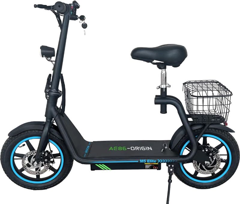 Photo 1 of M5 Electric Scooter with Seat, 500W Powerful Motor up to 22 Miles Range, Foldable Electric Scooter for Adults 14" Pneumatic Tire?Foldable Commuter Scooter with Phone Holder, Carry Baske Black