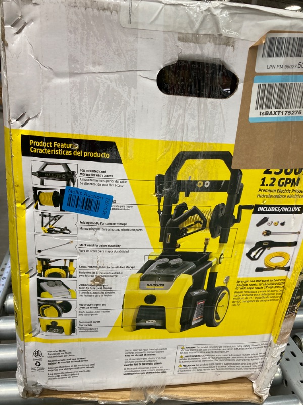 Photo 4 of Kärcher K2300PS Max 2875 PSI Electric Pressure Washer with 4 Spray Nozzles - Great for cleaning Cars, Siding, Driveways, Fencing and more - 1.2 GPM