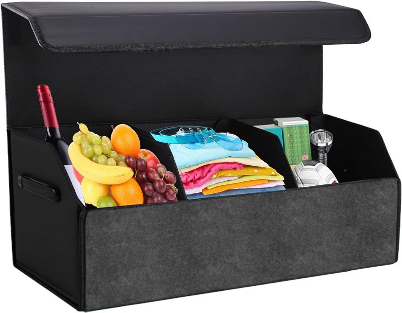 Photo 1 of ***STOCK PHOTO FOR REFERENCE ONLY SIZE VARIES***Trunk Organizer for SUV,Car Trunk Organizer and Storage Folding,Trunk Waterproof Organizer Faux Leather Storage Box with Magnetic Lock (Black)