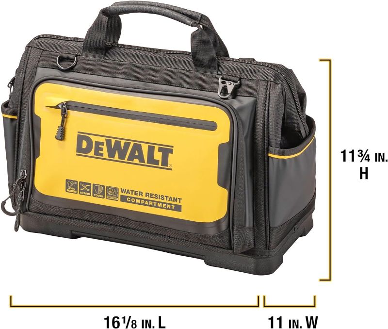 Photo 1 of 
DEWALT Tool Bag, Water Resistant, Hard Bottom, 16-inch, Professional Tool Tote (DWST560103)