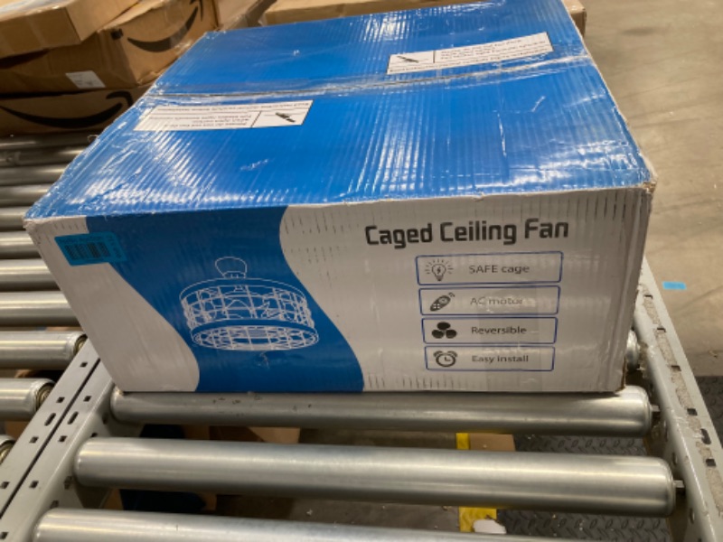 Photo 1 of Ceiling Fans with Lights and Remote, Caged Ceiling Fan with Handcrafted Beaded Décor 6 Speeds Reversible 19 inches Bulbs Included for Flush Mount Ceiling, Off-White Off-White Flush Mount