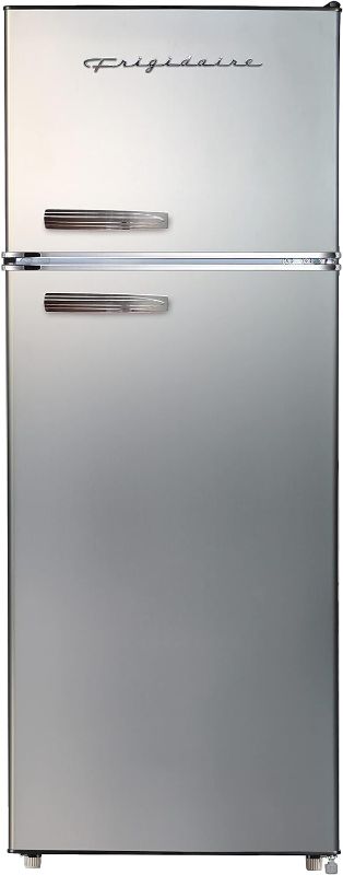 Photo 1 of Frigidaire EFR753-PLATINUM EFR753, 2 Door Apartment Size Refrigerator with Freezer, Retro Chrome Handle, cu ft, Platinum Series, Stainless Steel, 7.5, 