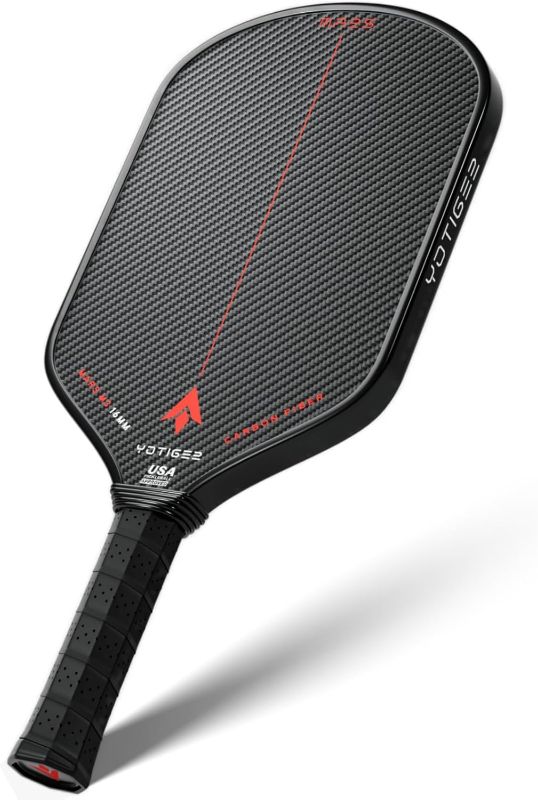 Photo 1 of ***STOCK PHOTO FOR REFERENCE ONLY*** Carbon Pickleball Paddle | USAPA Approved | 16mm Polypropylene Honeycomb Core | Aerodynamic Curvature | Elongated Handle | includes Paddle Cover