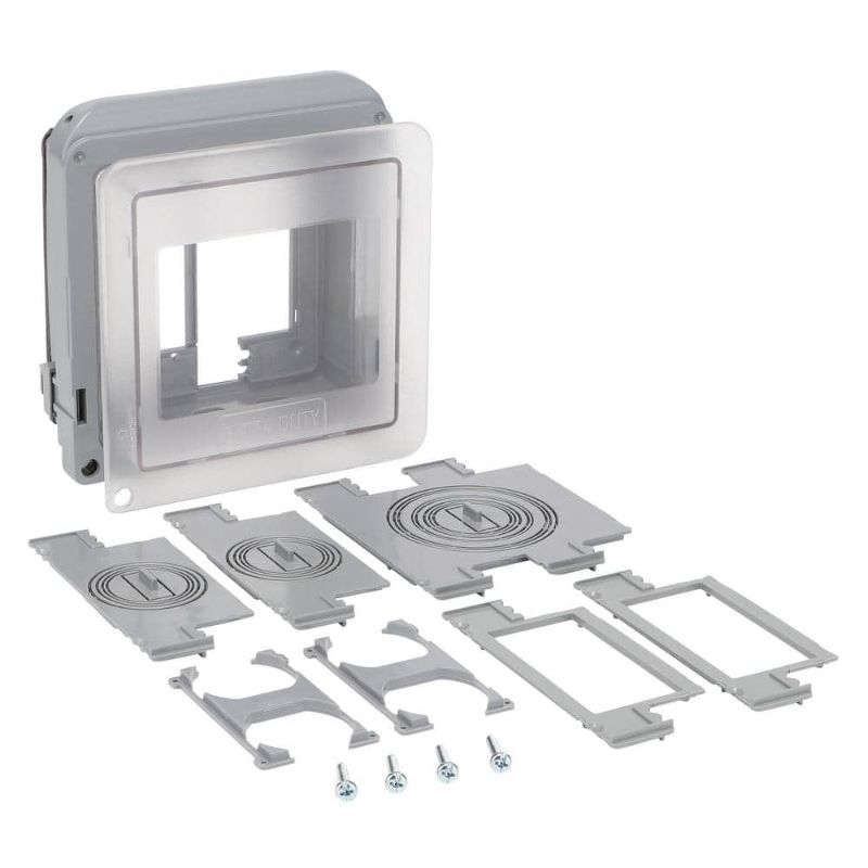 Photo 1 of 2-Gang Extra Duty Non-Metallic Low Profile While-In-Use Weatherproof Horizontal/Vertical Receptacle Cover, Clear
