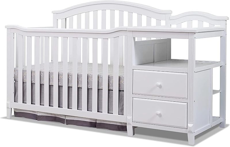 Photo 1 of ***FACTORY PACKAGED*** SORELLE FURNITURE Berkley Crib and Changer with Slat Panel Back Classic -in- Convertible Diaper Changing Table Non-Toxic Finish Wooden Baby Bed Toddler Childs Daybed Full-Size Nursery - White